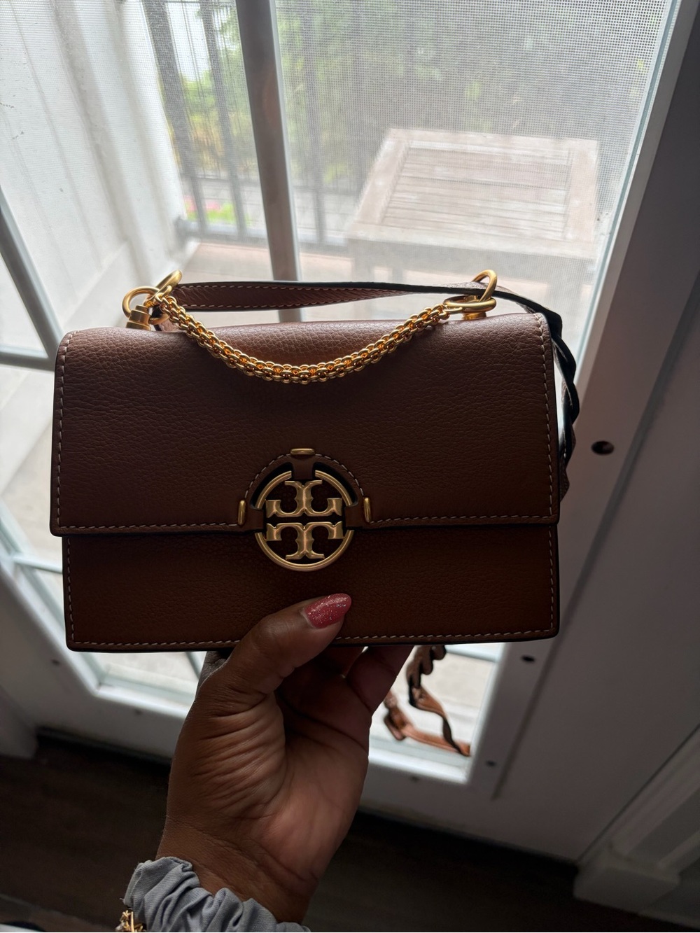 Tory Burch Miller mini Leather Crossbody with Gold Chain